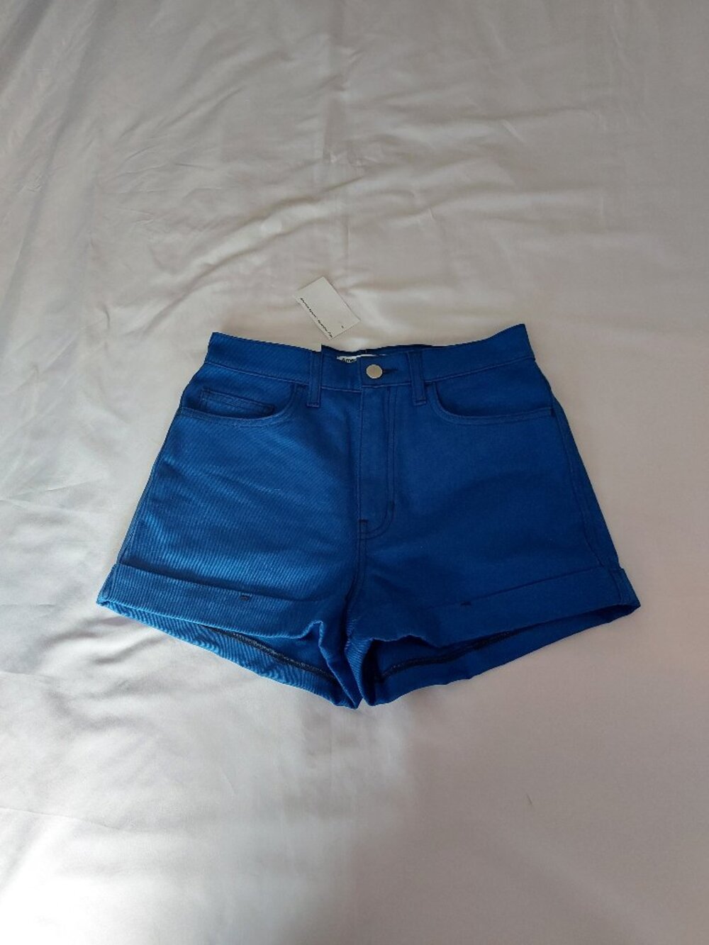 American Apparel Denim High-Waist Cuff Short (Bright Navy)